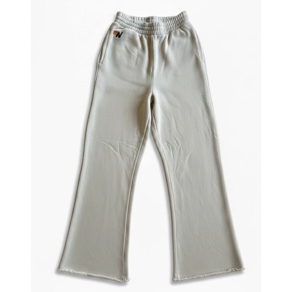 Aviator Nation Sweatpants Womens Small Cream Wide Leg Lounge Pants USA